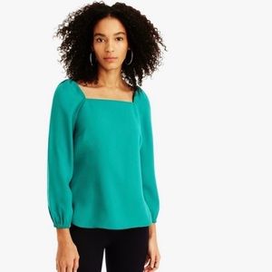 J. Crew Square Neck Crepe Top - Kelly Green